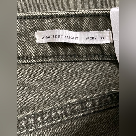 Cleo + Wolf Olive Green High-Waist Straight Crop Frayed Jeans Size 28/27 - Picture 8 of 10